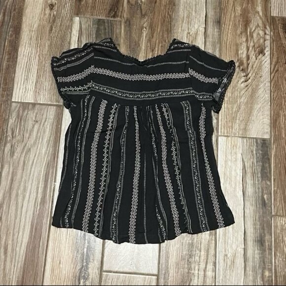 Savanna Jane Blair Black Print Embroidered Blouse - Picture 4 of 4